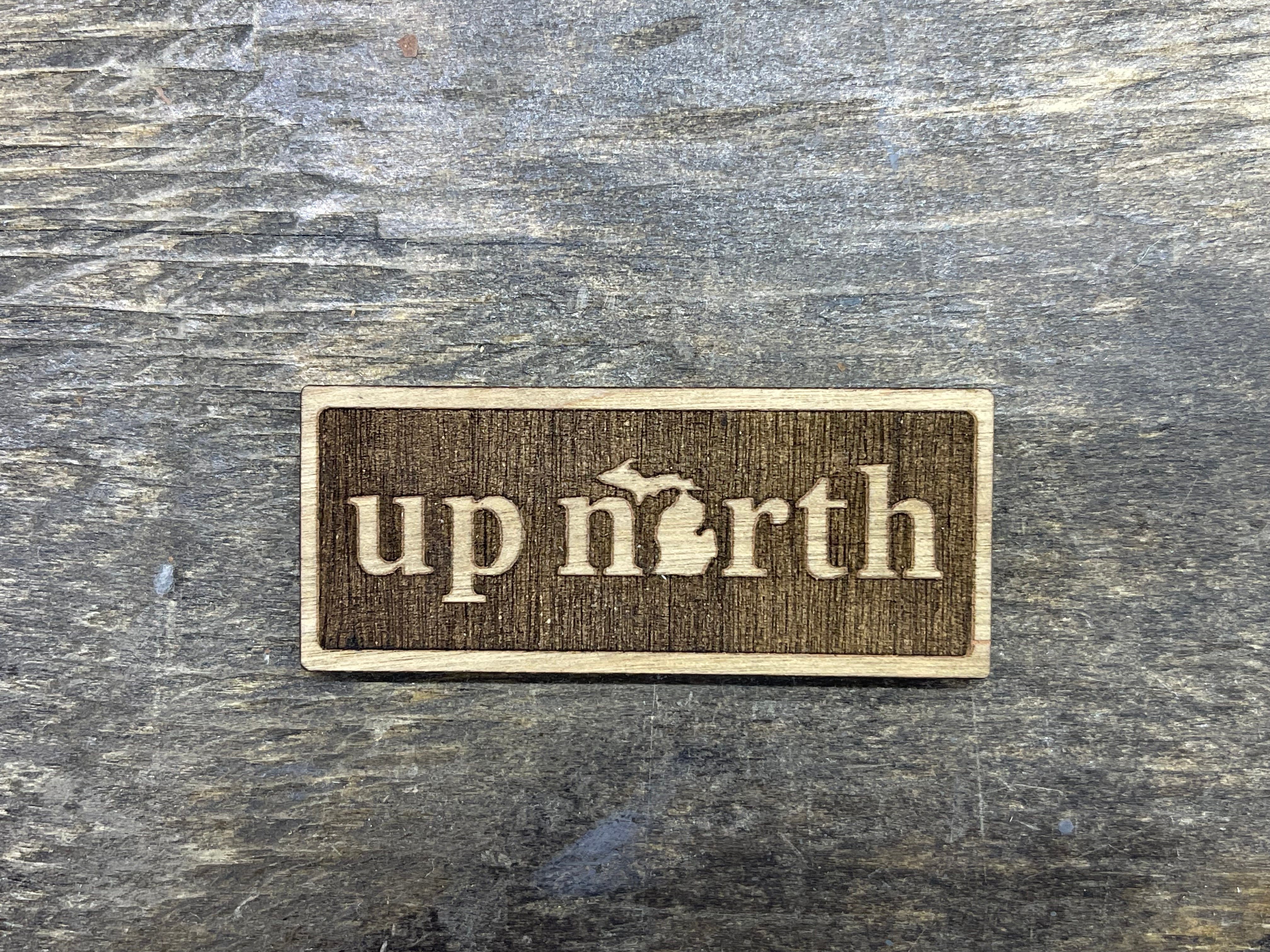"Up North" Rectangle - Word - Wooden Magnet