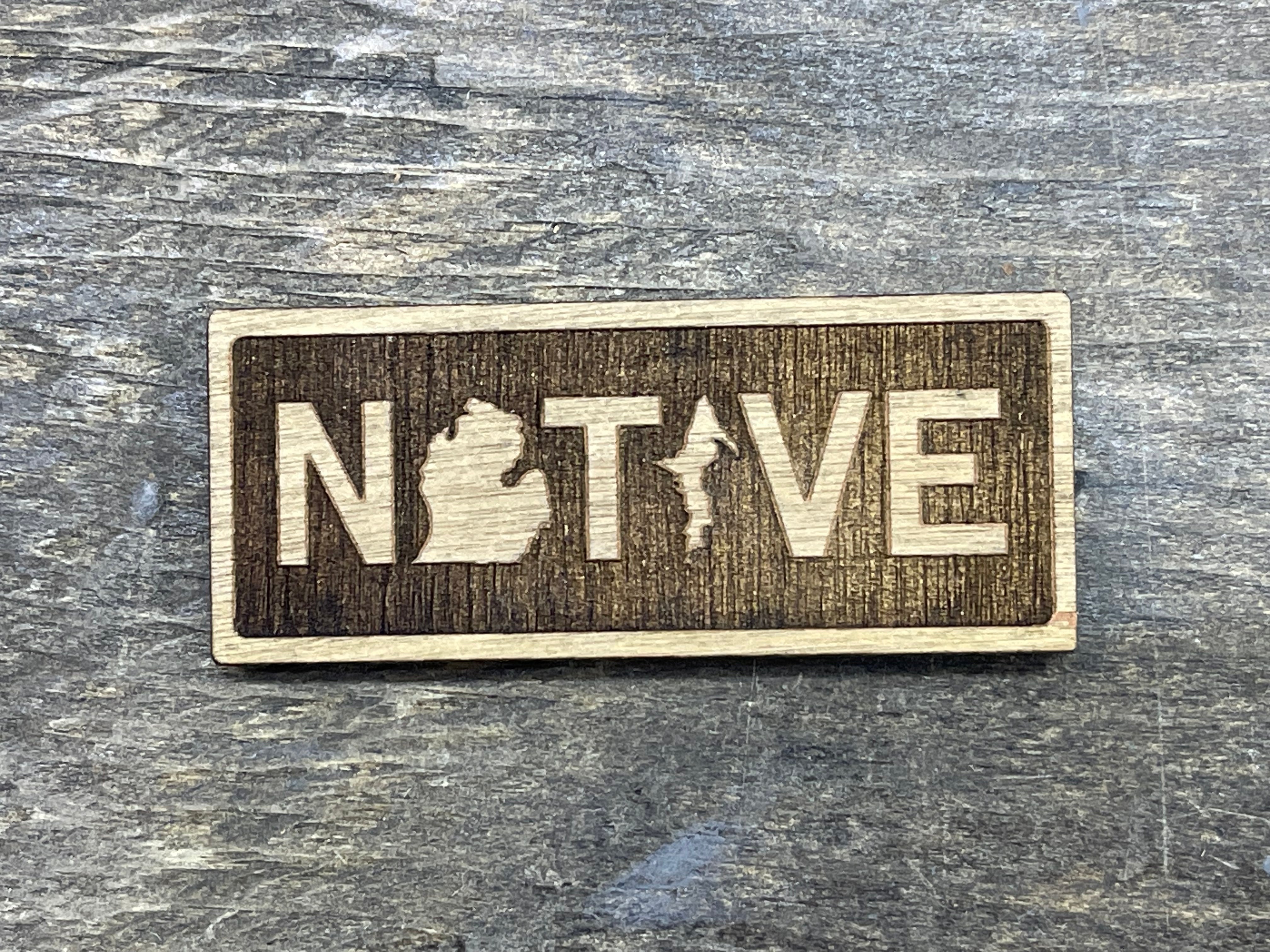 "Native" Rectangle - Word - Wooden Magnet