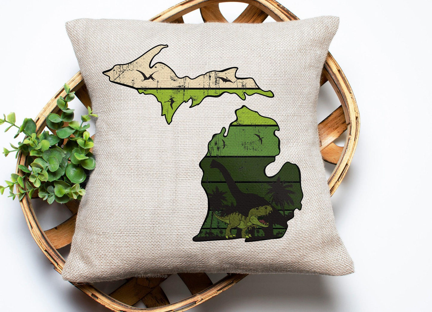 Dinosaur - Michigan - Pillow