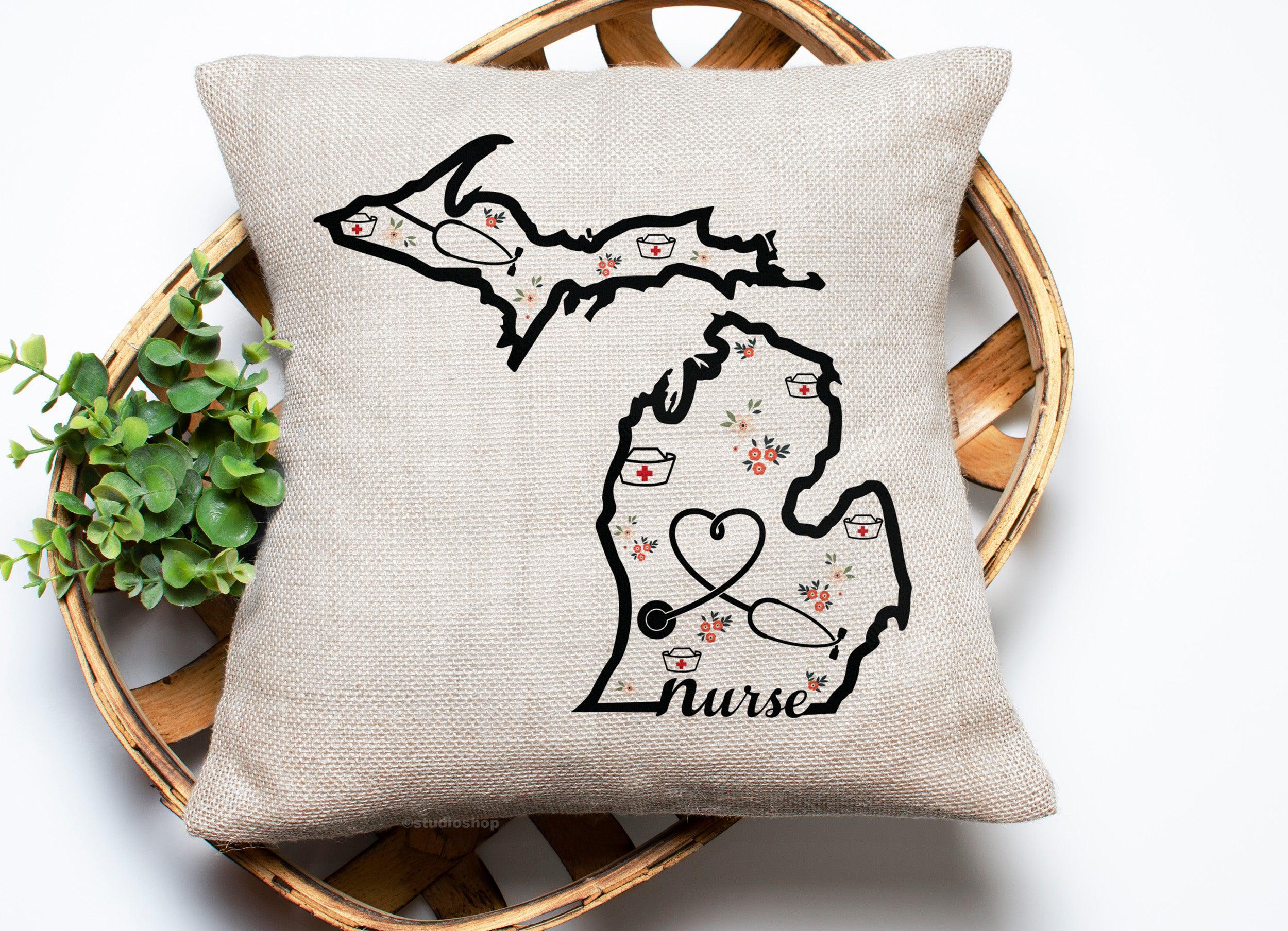 Michigan Nurse Pillow