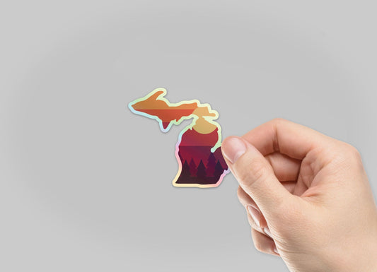 Sunset - Holographic - Michigan - Waterproof Sticker