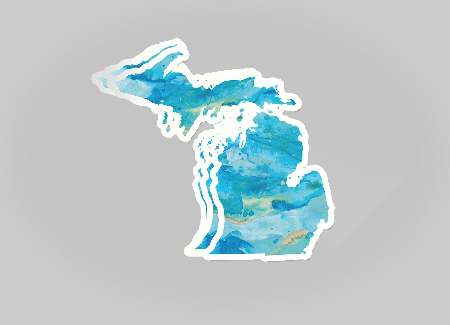 Watercolor Ocean - Michigan - Waterproof Sticker 3" X 3"