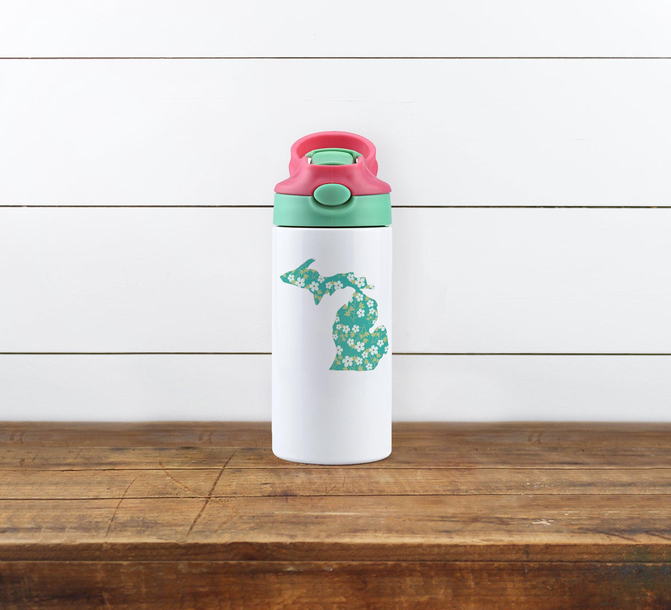 Apple Blossom - Green - Michigan - Kids 12Oz Water Bottle