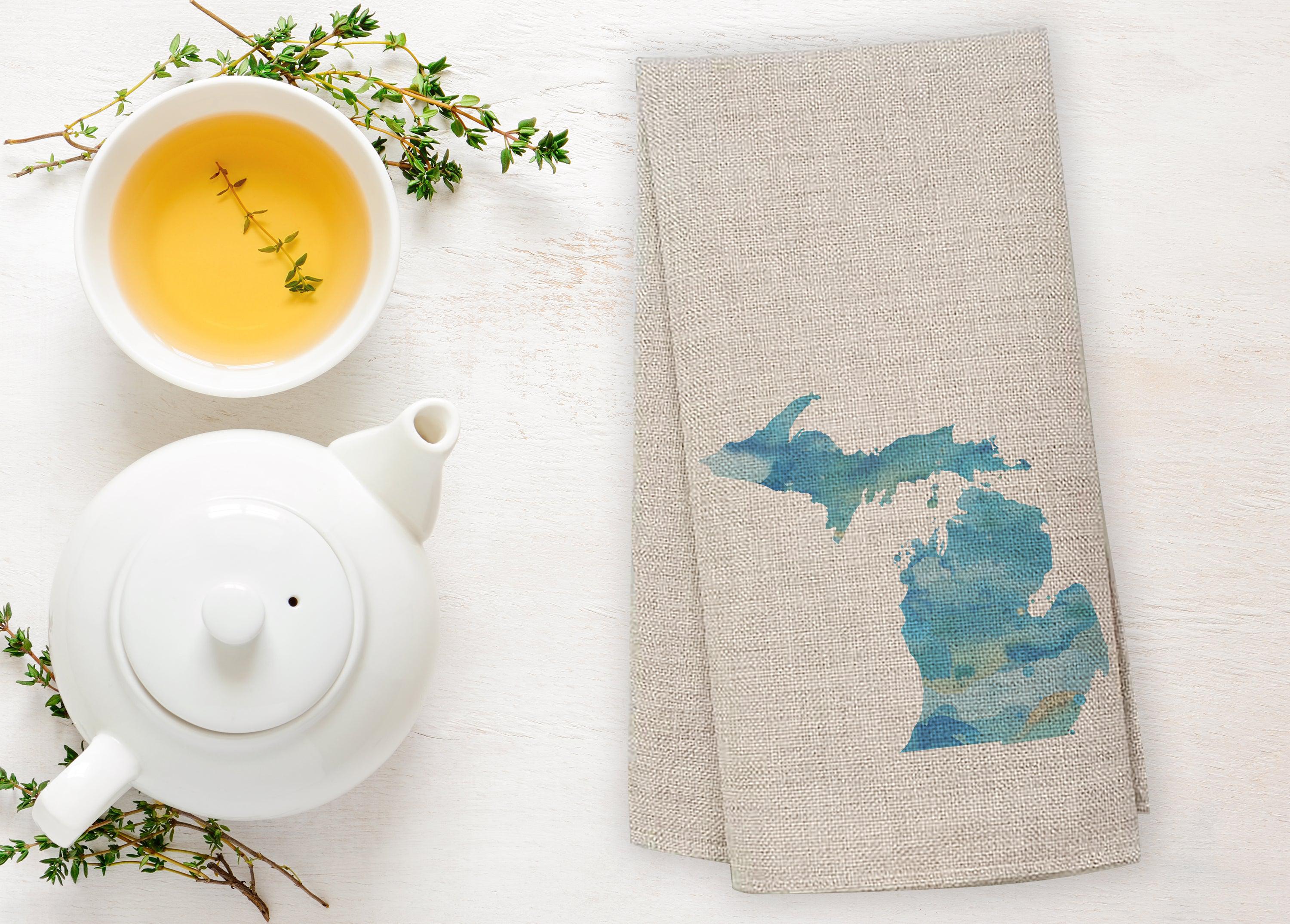 Watercolor - Ocean - Michigan -  Tea Towel