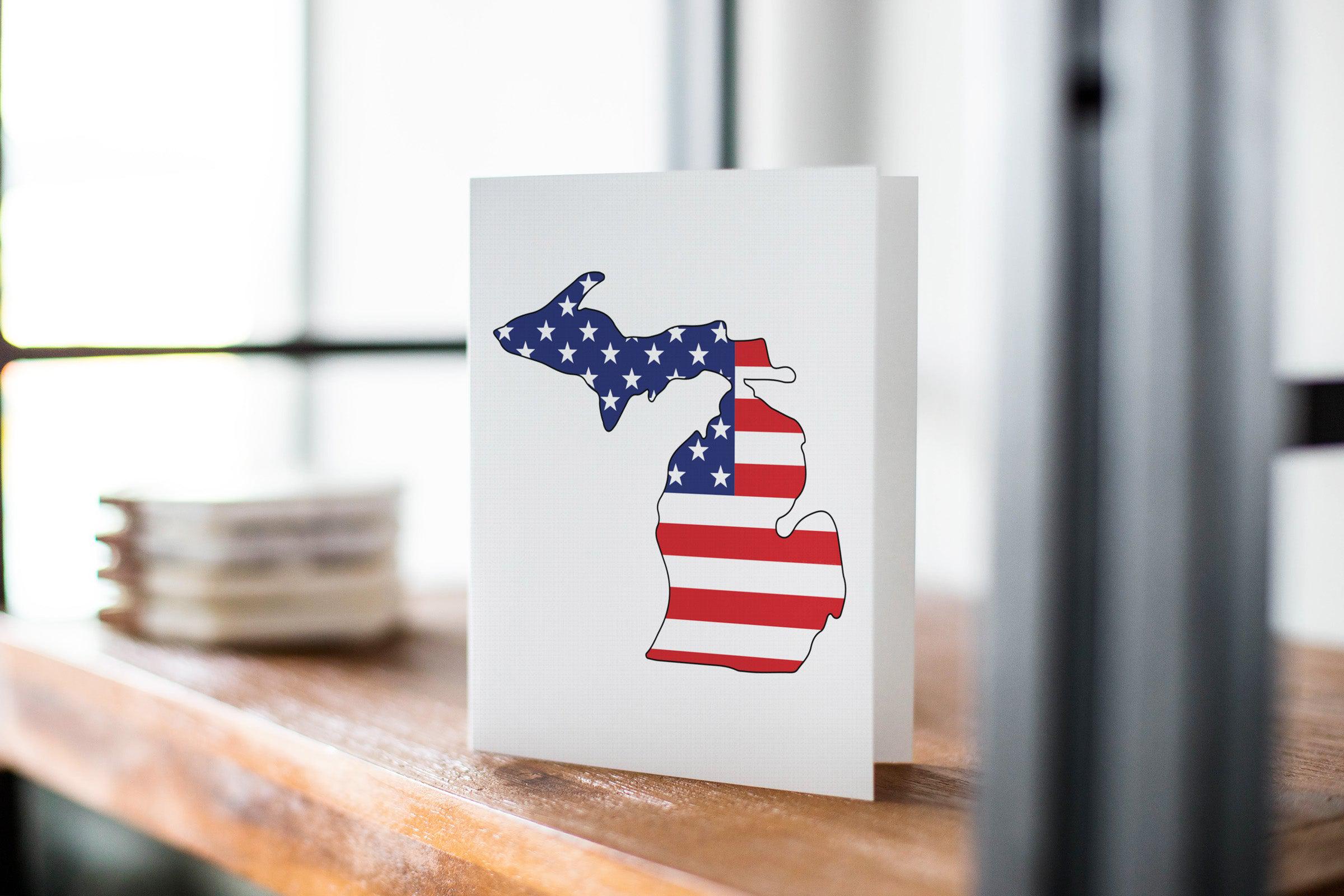 Michigan American Flag Greeting Card