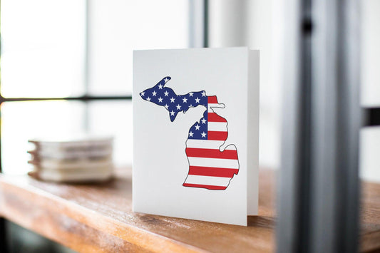 American Flag - Michigan - Greeting Card