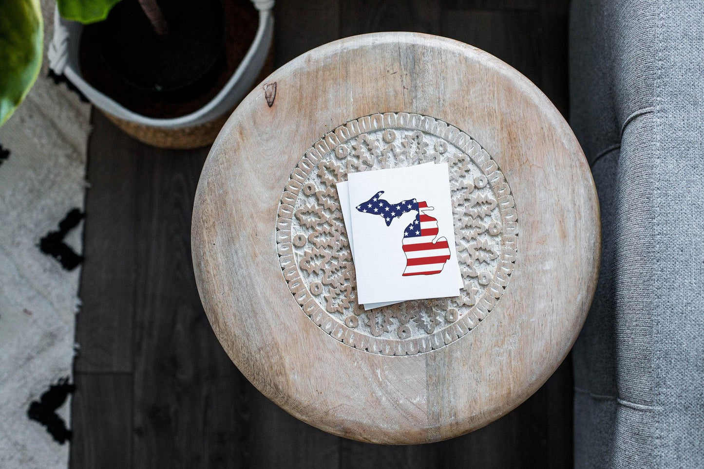 American Flag - Michigan - Greeting Card