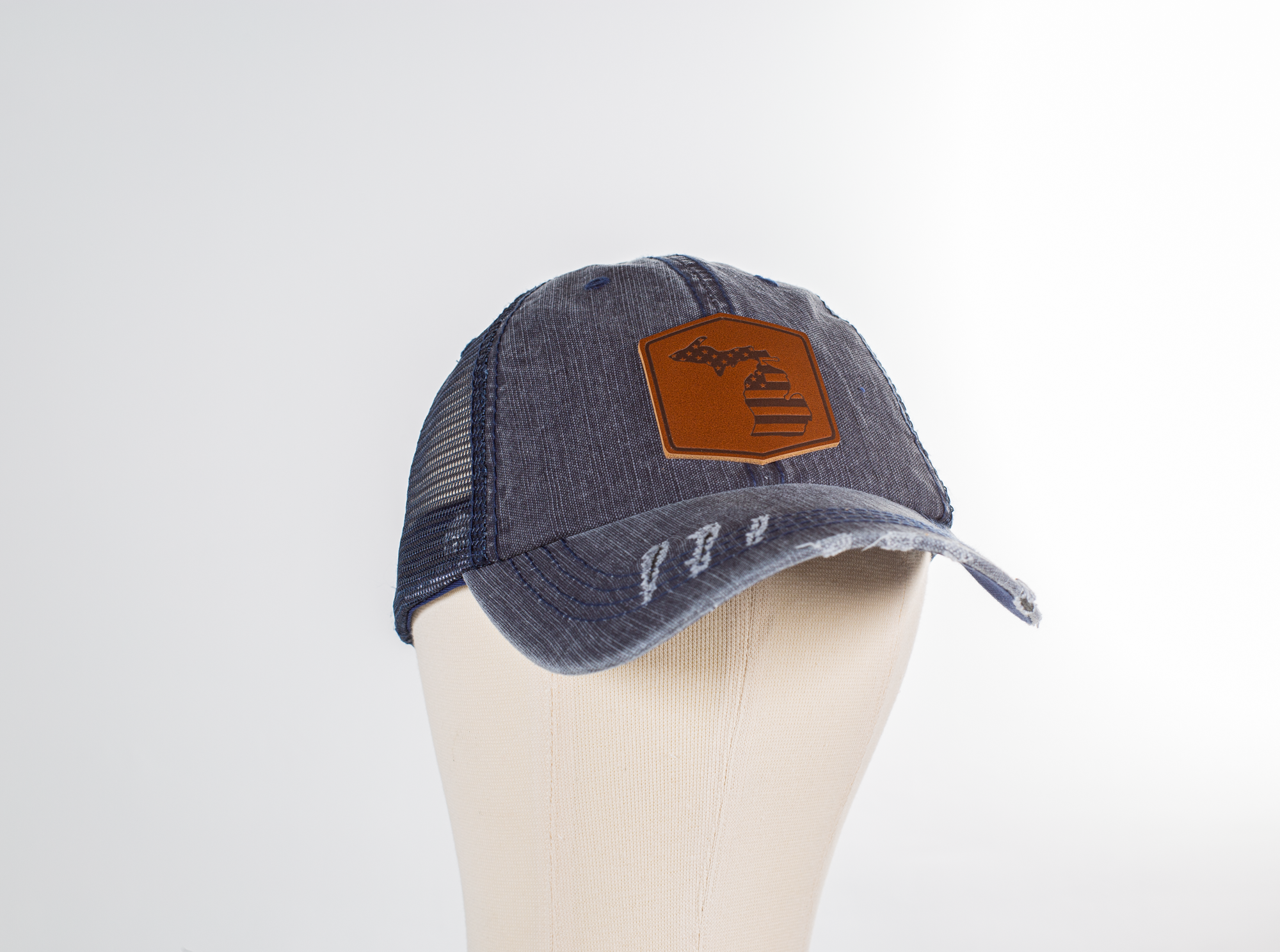 Michigan American Flag Leather Patch Hat