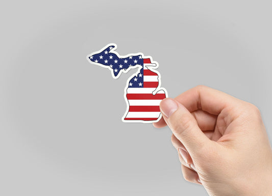 American Flag - Michigan - Waterproof Sticker 3" X 3"