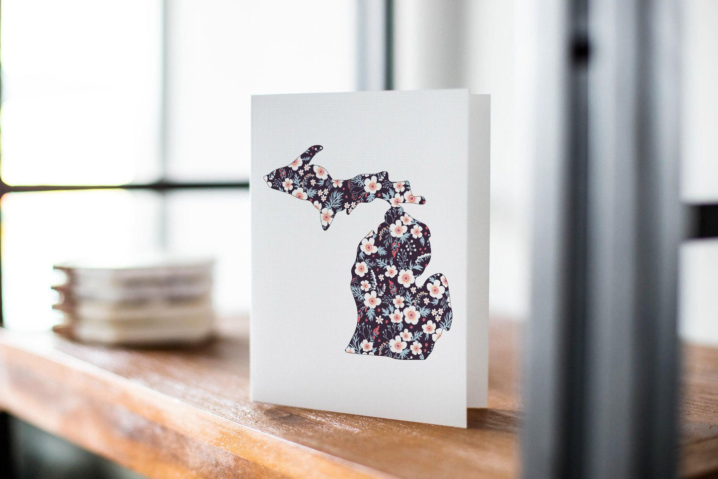 Branches Floral - Black - Michigan - Greeting Card