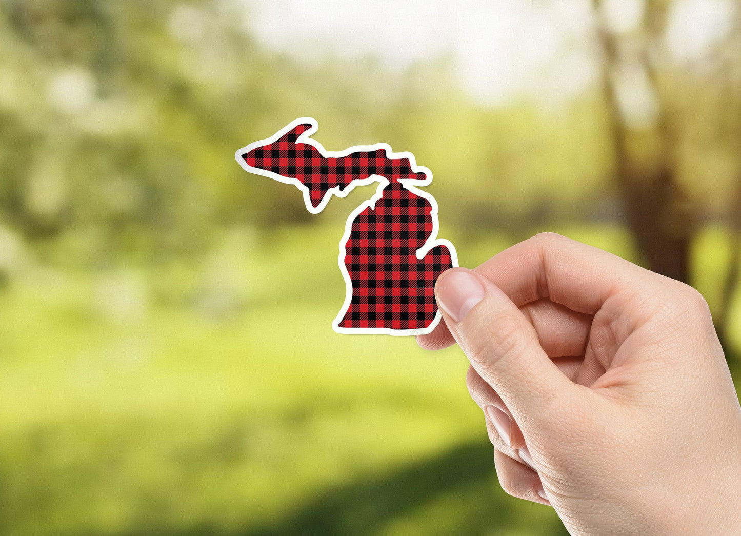Michigan Buffalo Plaid Waterproof Sticker (3" X 3")