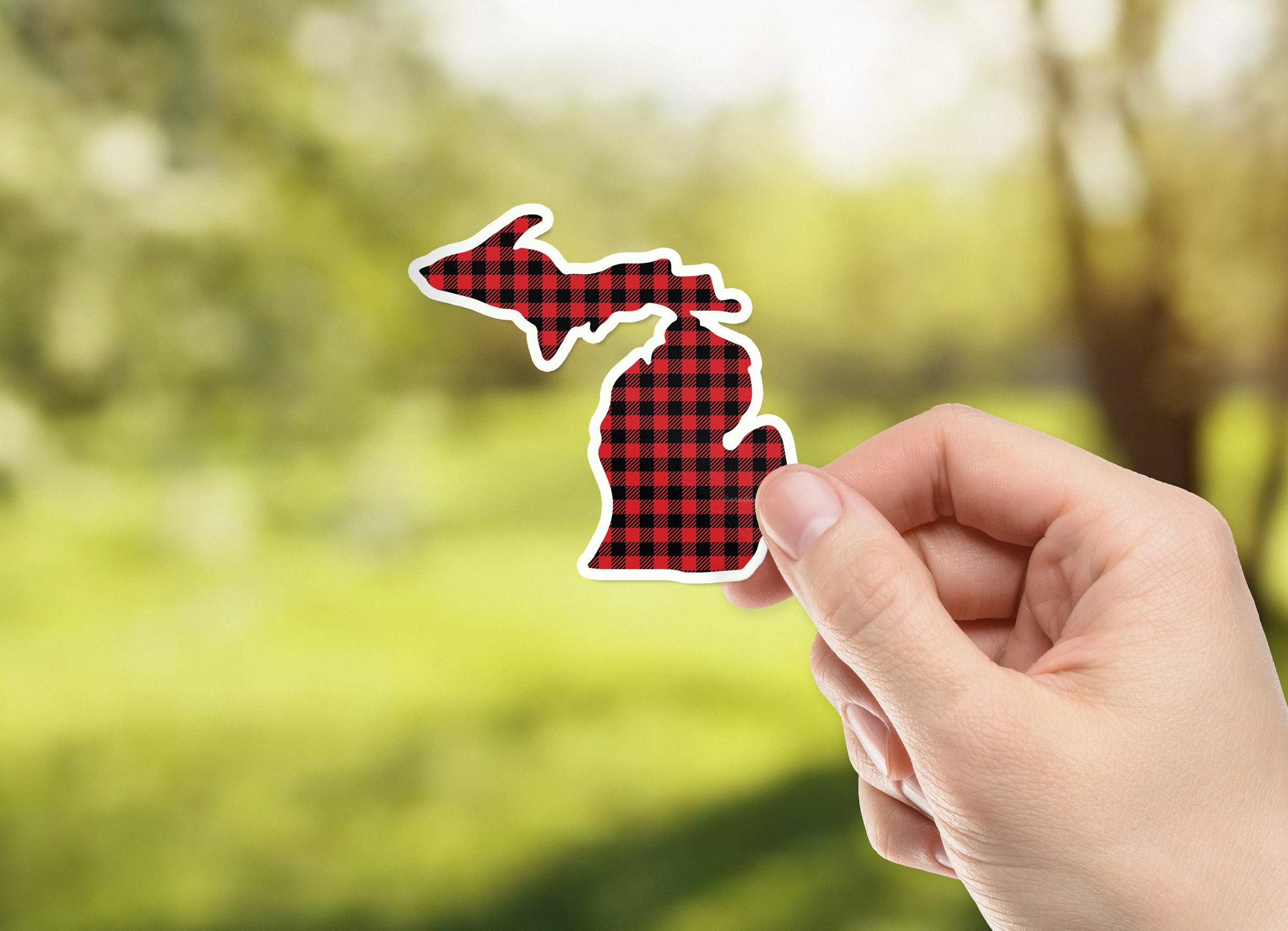 Michigan Buffalo Plaid Waterproof Sticker (3" X 3")