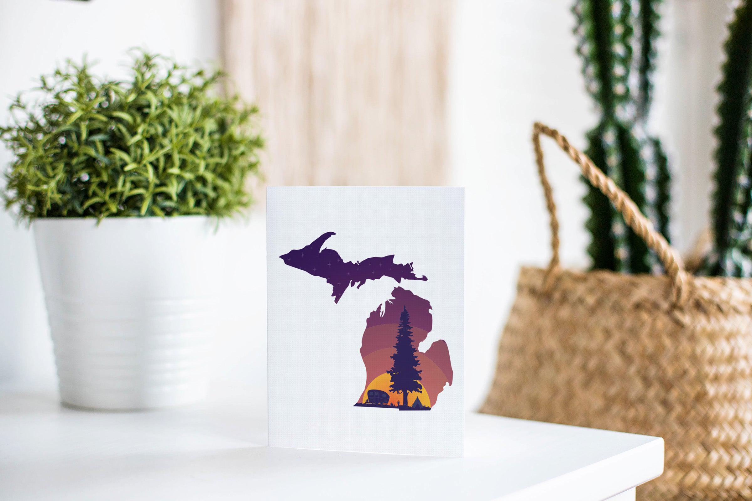 Michigan Camper Sunset Greeting Card
