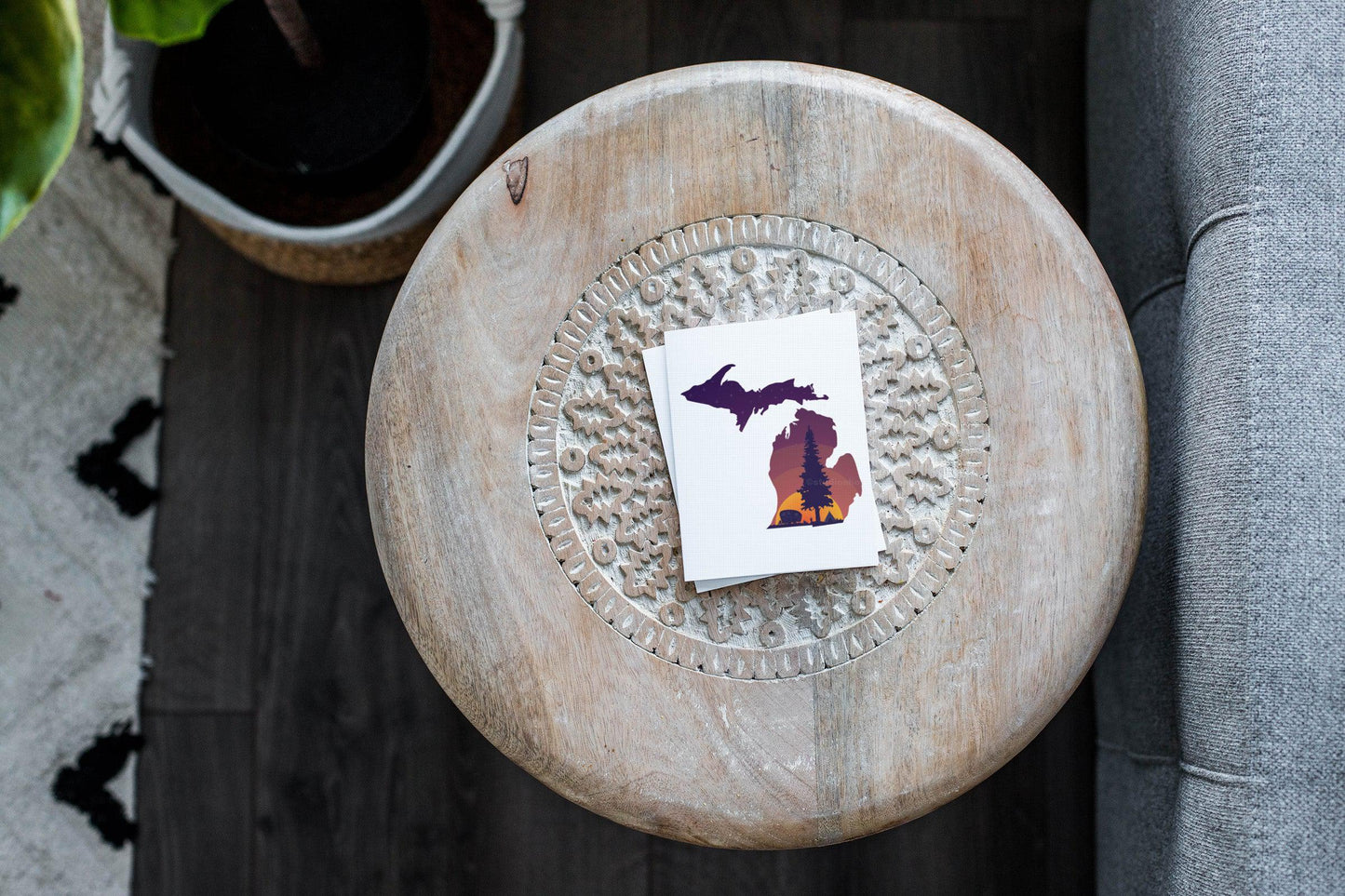 Michigan Camper Sunset Greeting Card