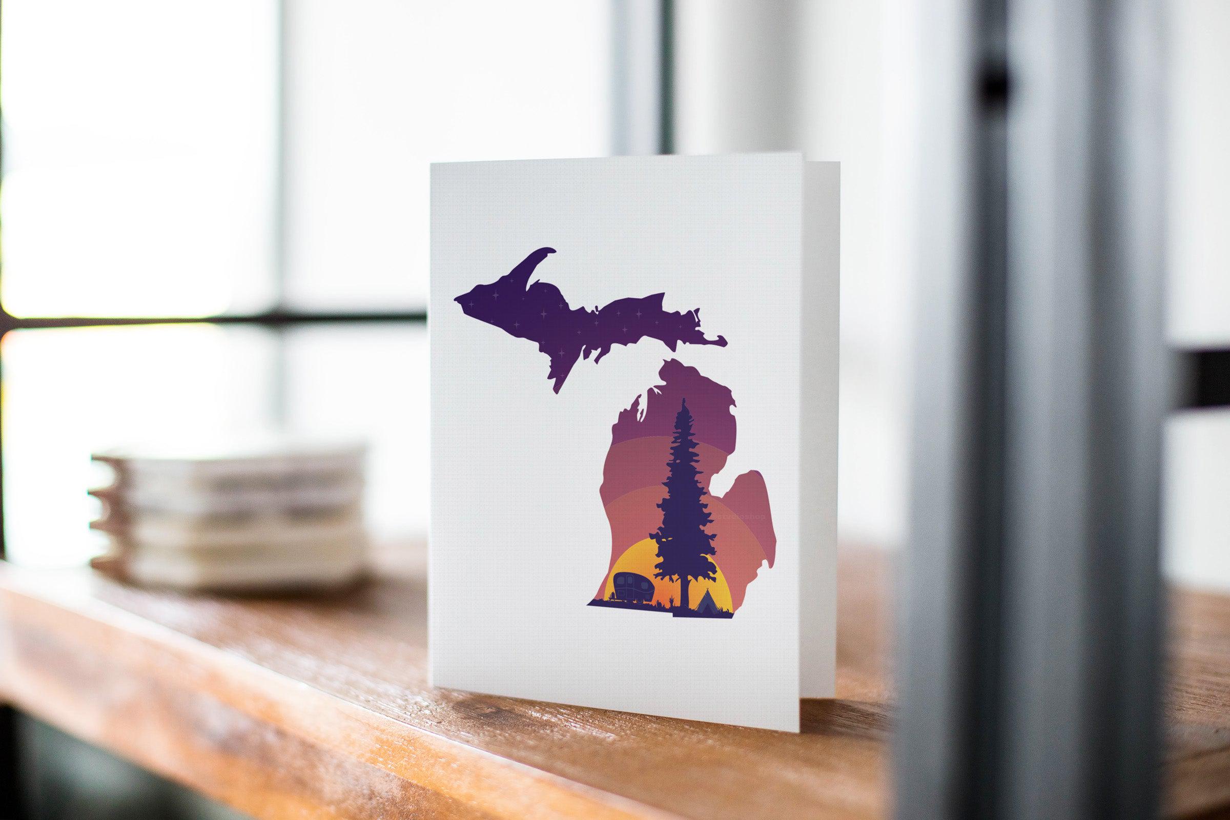 Michigan Camper Sunset Greeting Card