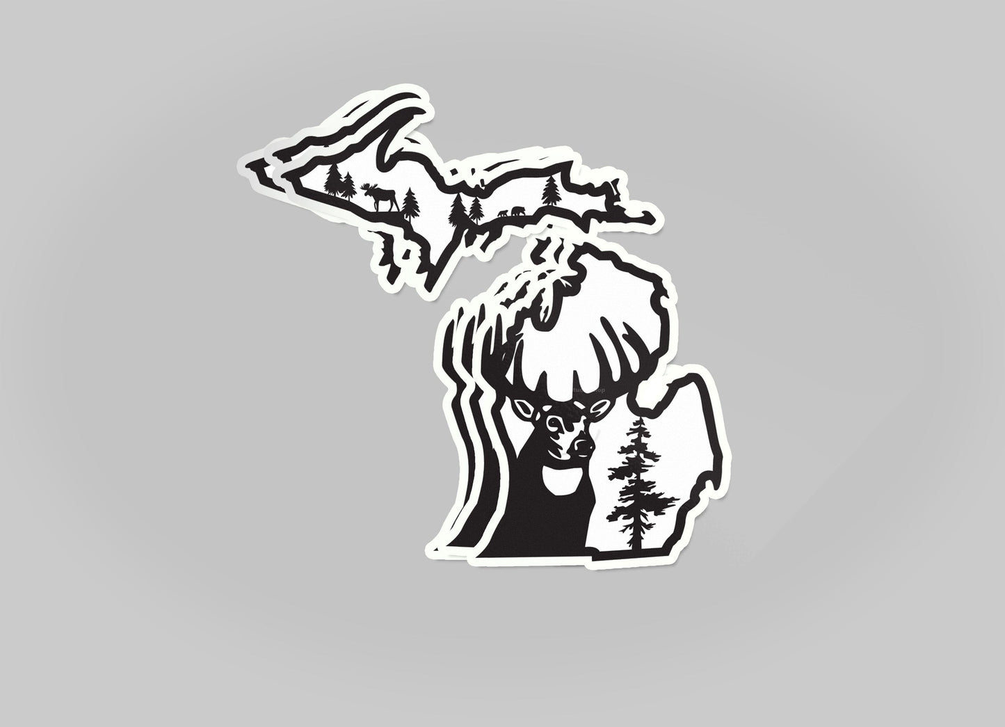 Michigan Deer Outline Waterproof Sticker (3" X 3")