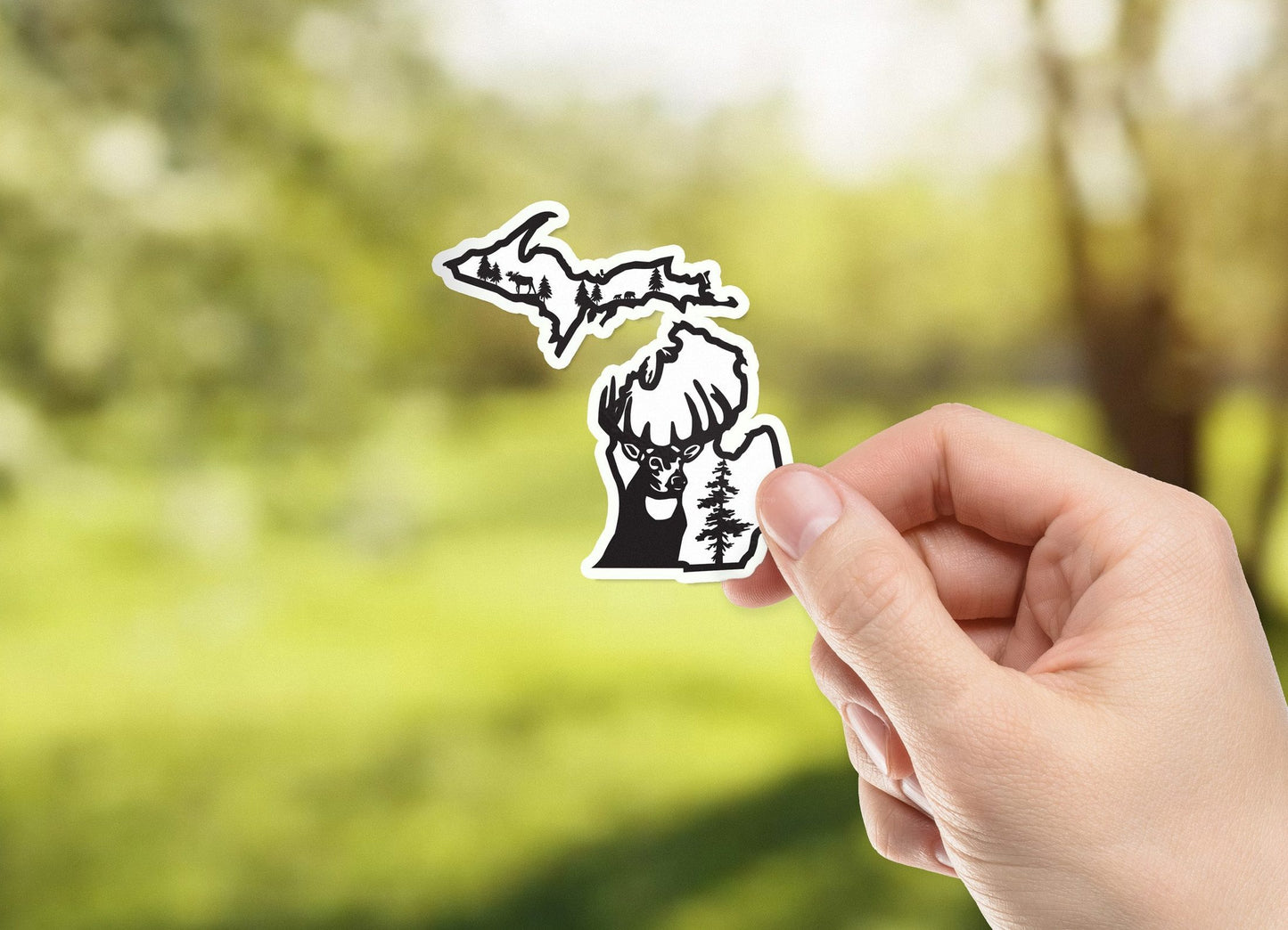 Deer - Outline - Michigan - Waterproof Sticker 3" X 3"