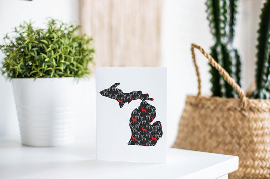 Deer - Red - Michigan - Greeting Card