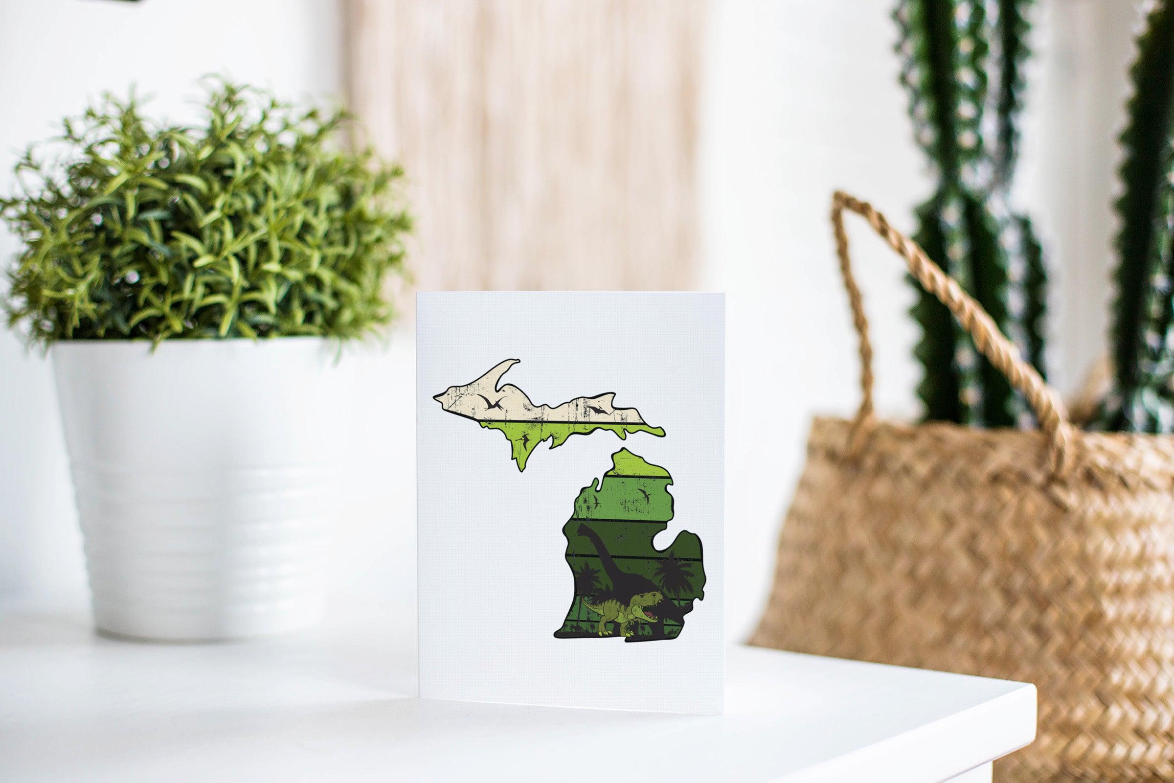 Michigan Dino Greeting Card