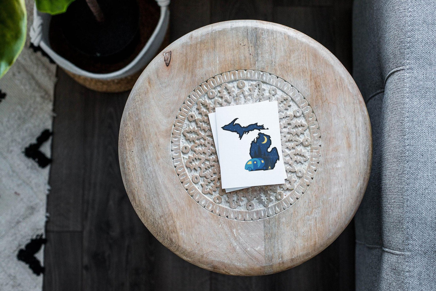 Night Camper - Michigan - Greeting Card