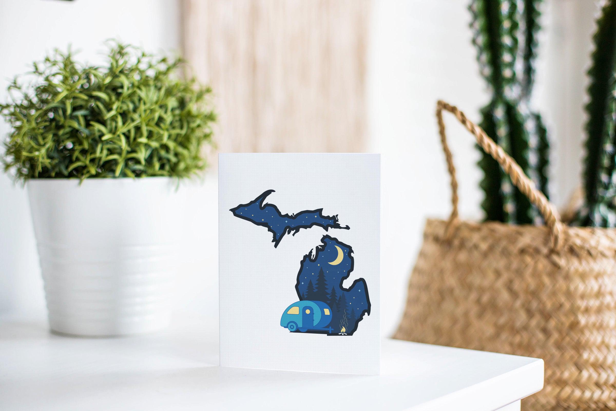 Michigan Night Camper Greeting Card