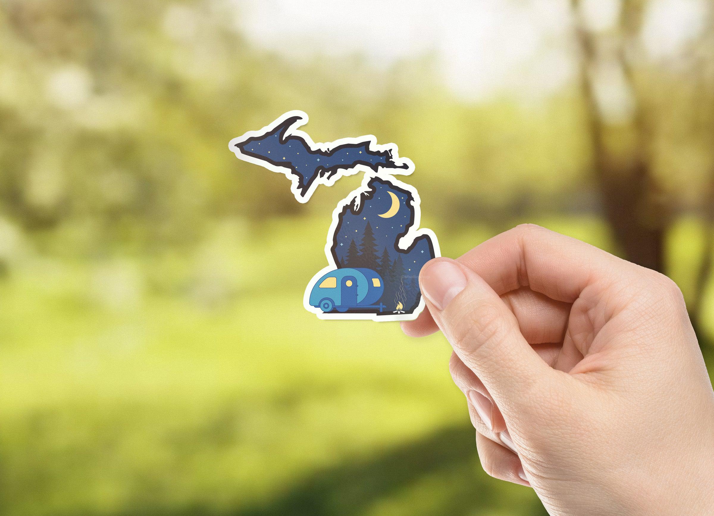 Michigan Night Camper Waterproof Sticker