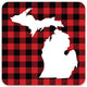 Michigan Red Plaid Waterproof Sticker (3" X 3")