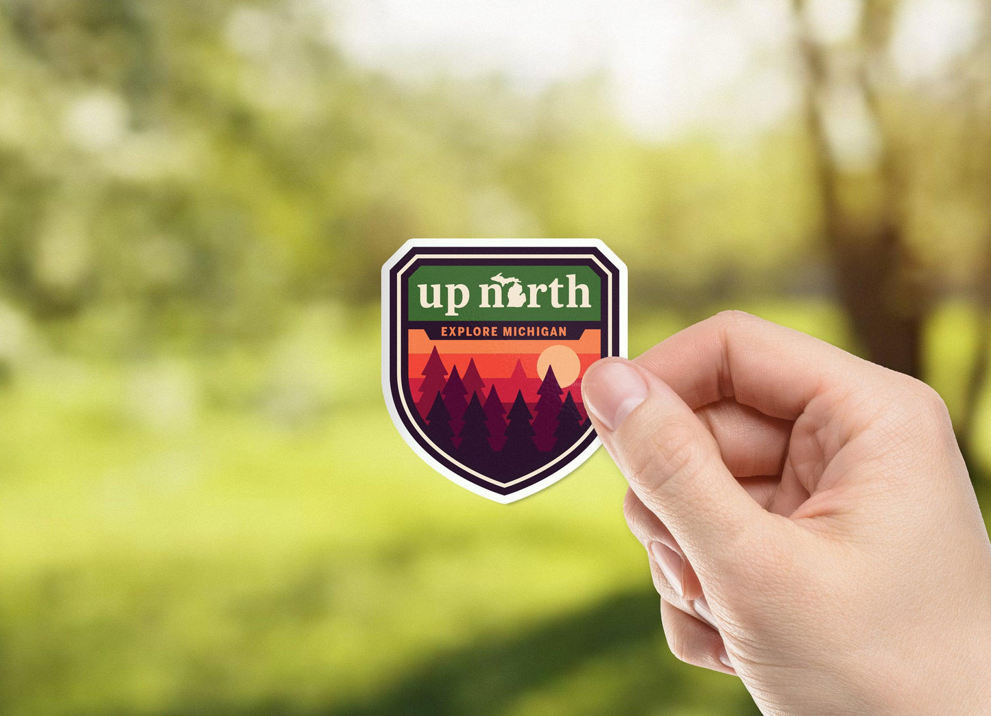 Michigan Up North Badge Waterproof Sticker
