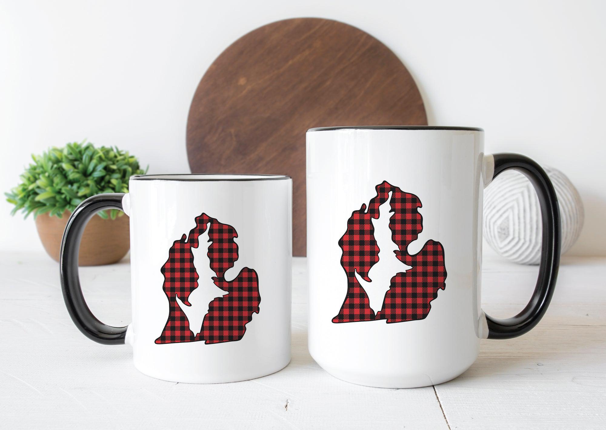 Red Plaid Up Inside Lp Michigan Mug