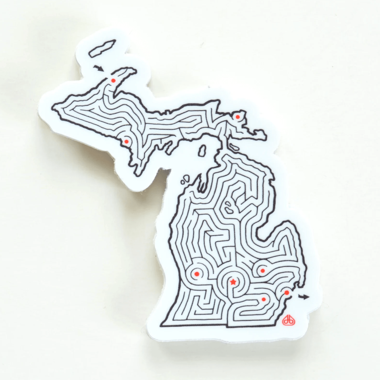 Maze - Michigan - Waterproof Sticker 3" X 3"
