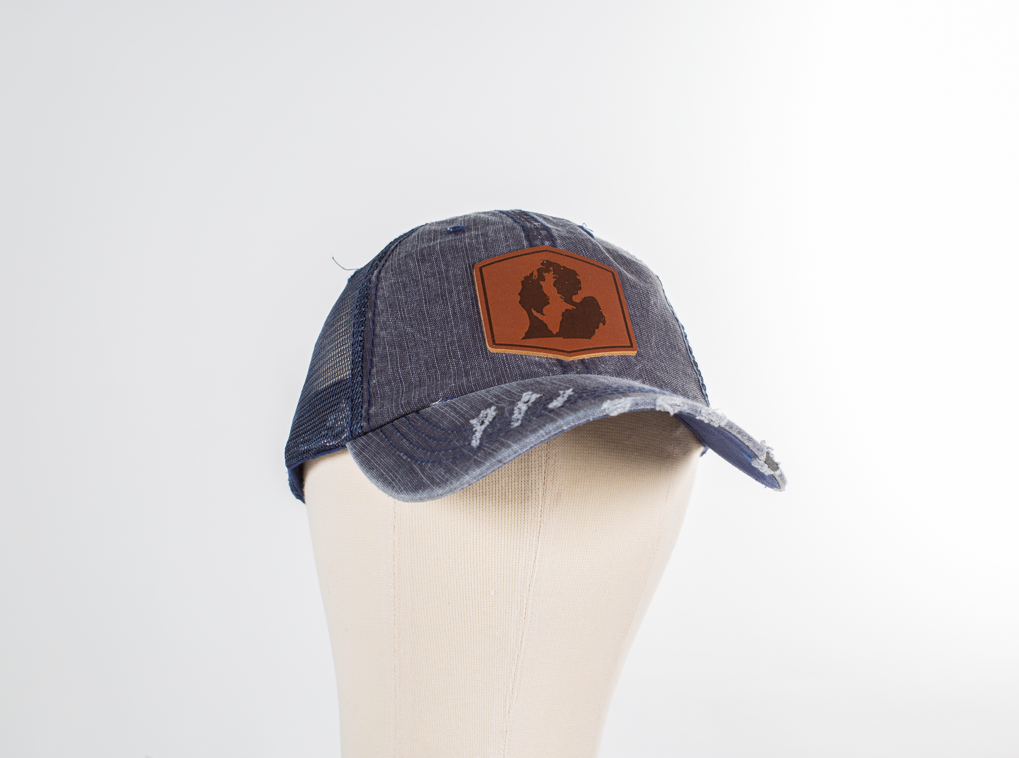 Upper Peninsula Inside Lower Michigan Leather Patch Hat