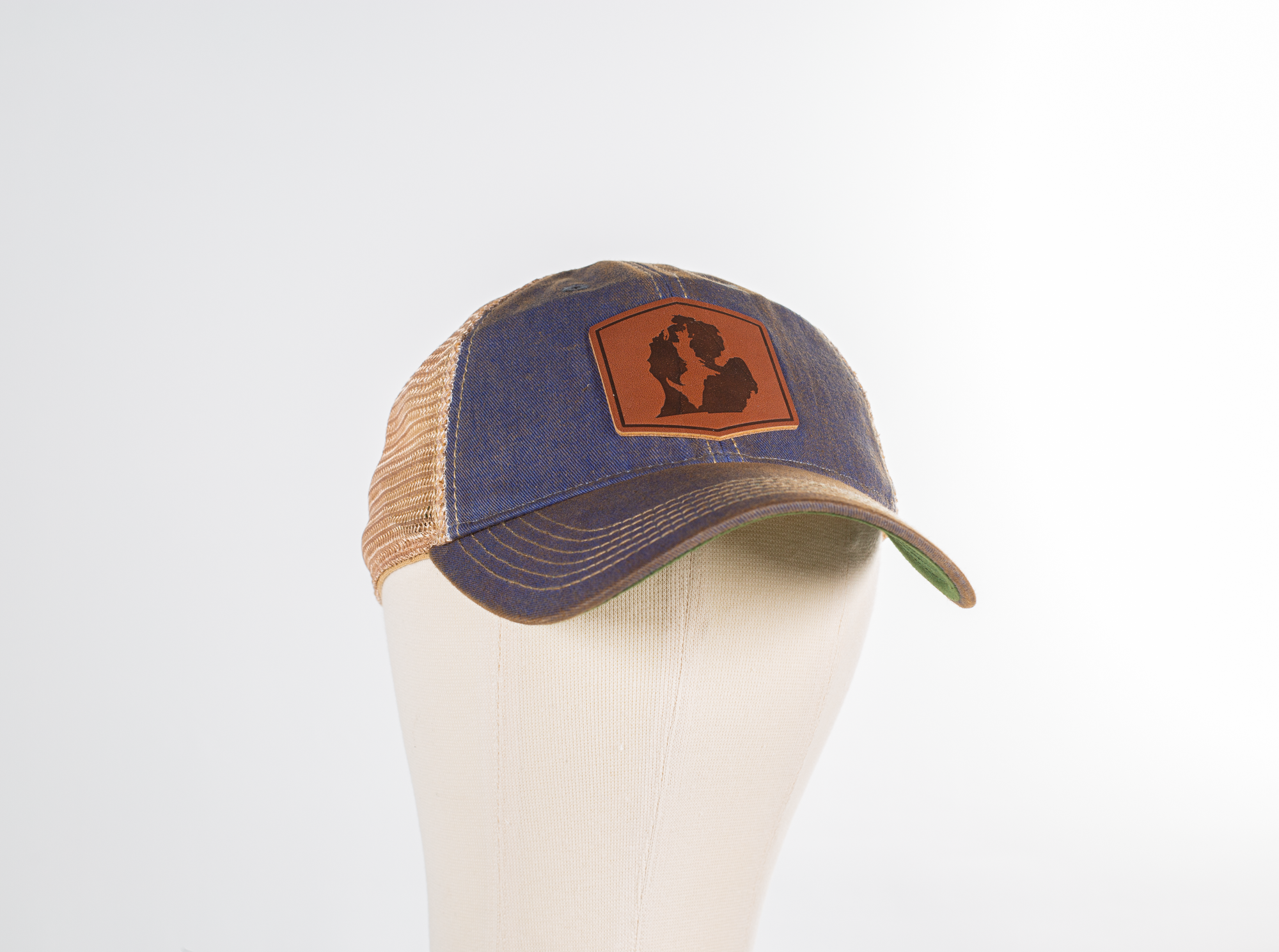 Upper Peninsula Inside Lower Michigan Leather Patch Hat