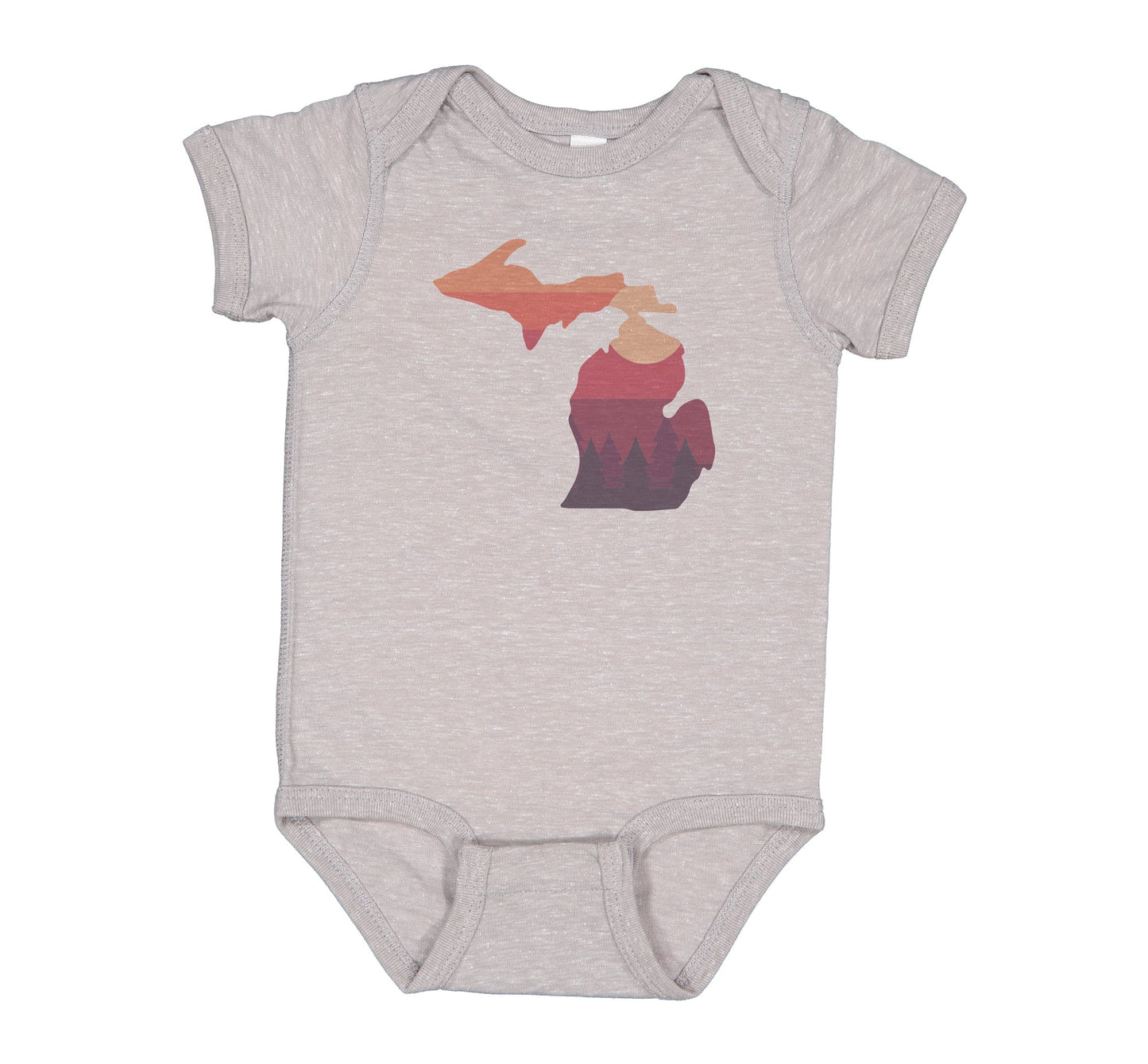 Vintage Gray Michigan Sunset Onesie