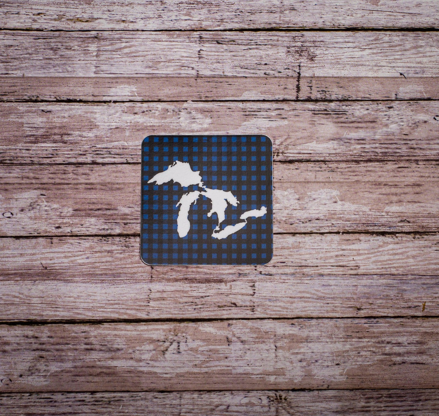 Plaid - Blue - Great Lakes - Waterproof Sticker 3X3