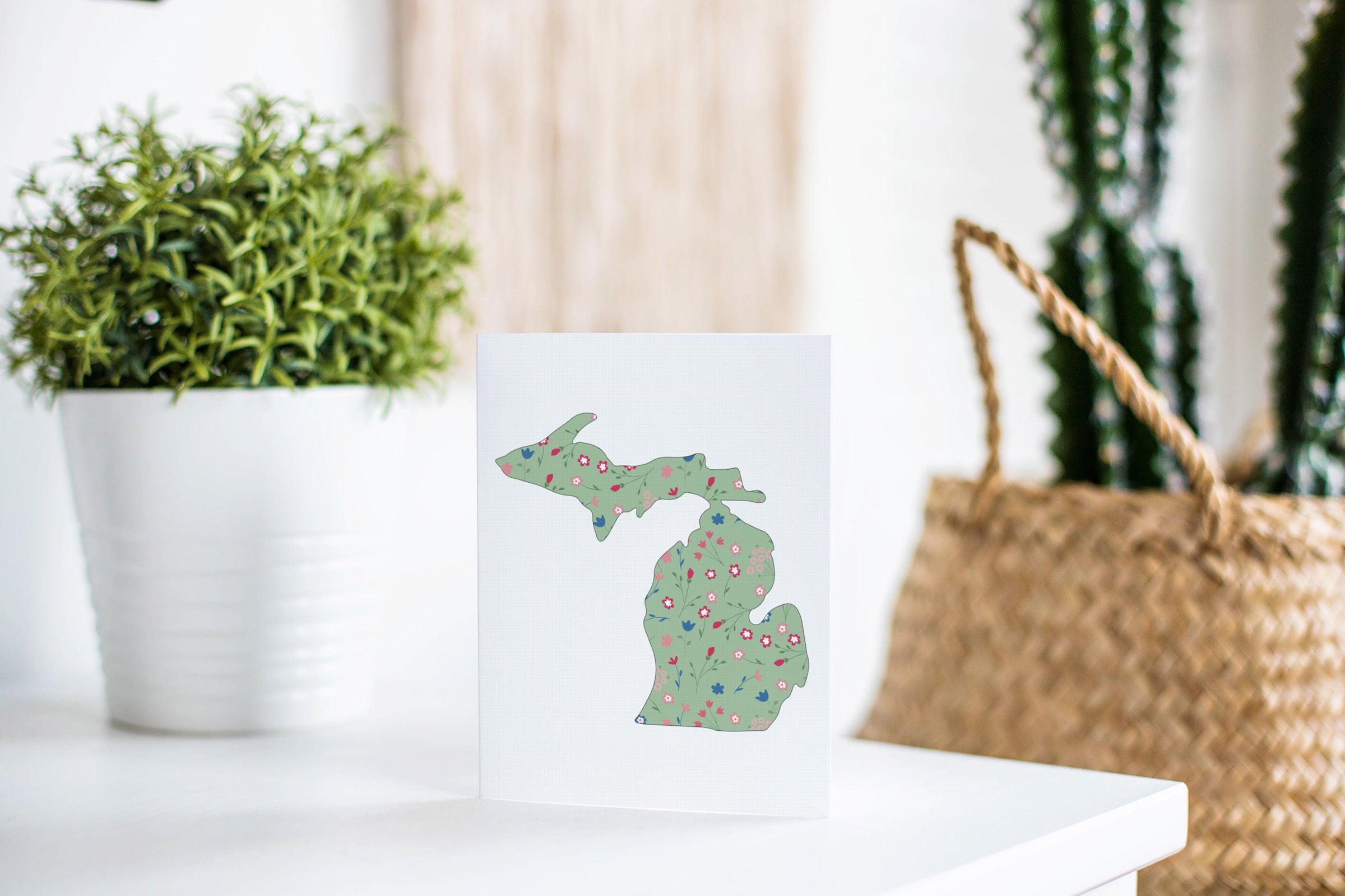Wildflower - Green - Michigan Greeting Card