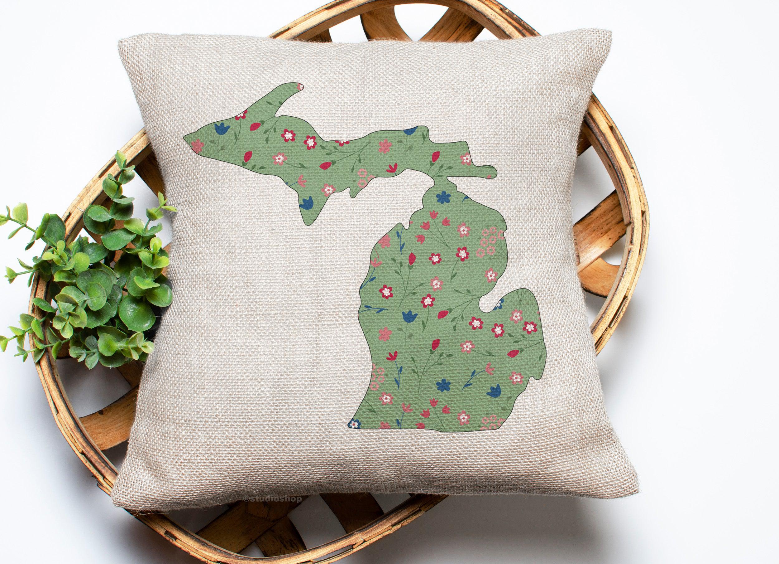 Wildflower - Green - Michigan Pillow