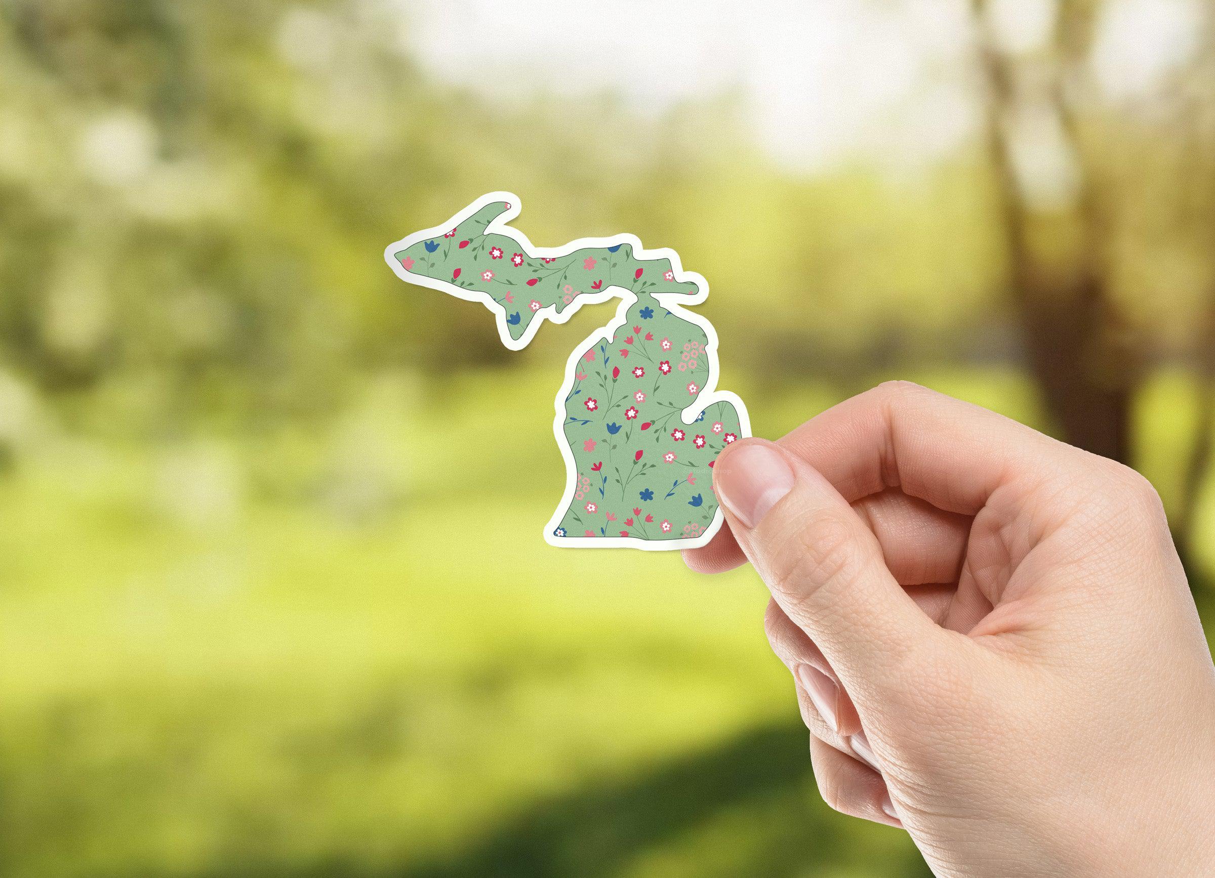 Wildflower - Green - Michigan Waterproof Sticker (3" X 3")