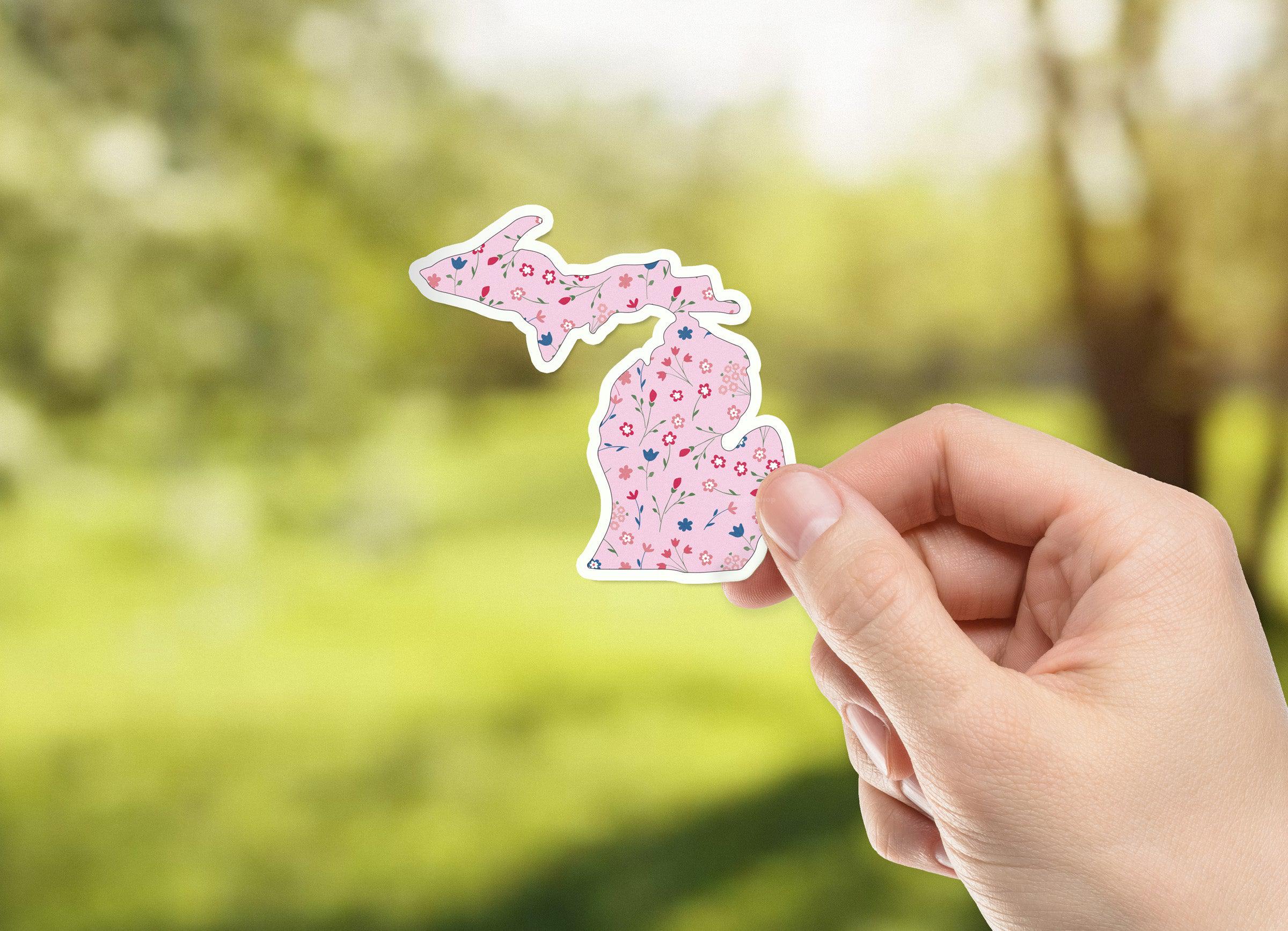 Wildflower -Pink - Michigan Waterproof Sticker (3" X 3")