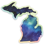 Watercolor - Space - Michigan - Waterproof Sticker (3