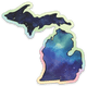 Watercolor - Space - Michigan - Waterproof Sticker 3" X 3"