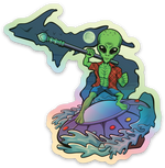 Alien  - Beach Night - Michigan - Waterproof Sticker (3