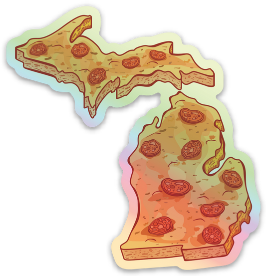 Pizza - Michigan - Waterproof Sticker (3" X 3")