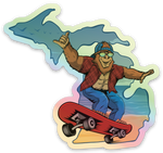 Sasquatch - Skateboarding - Beach - Michigan - Waterproof Sticker (3