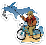 Sasquatch - Bike Fishing - Beach - Michigan - Waterproof Sticker (3
