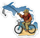 Sasquatch - Bike Fishing - Beach - Michigan - Waterproof Sticker 3" X 3"