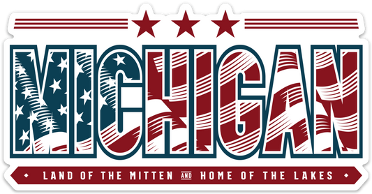 Michigan - USA Flag - Land of the Mitten and Home of the Lakes - Bumper Sticker