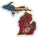 Stained Glass - USA - USMC - Michigan - Waterproof Sticker 3" X 3"
