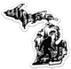 Outline - Sasquatch - Michigan - Waterproof Sticker 3" X 3"