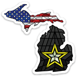 Stained Glass - USA - Army - Michigan - Waterproof Sticker (3