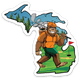 Sasquatch- Golfing - Michigan - Waterproof Sticker 3" X 3"